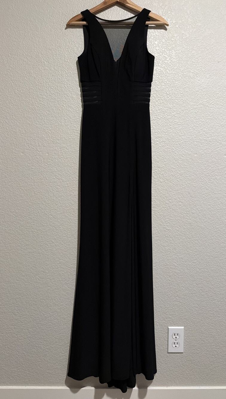 Morgan & Co Y2k Party Dance Prom Dress Wedding Evening Long Lined Black Mesh